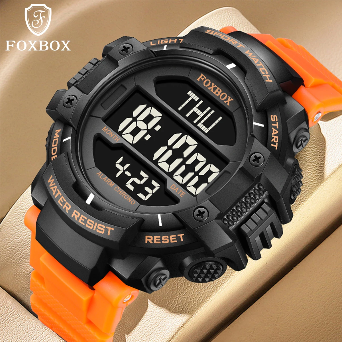 FOXBOX Men's Fashion LED Digital Watches Waterproof Sports Silicone Strap Wristwatch for Man Casual Electronic Junior Clock