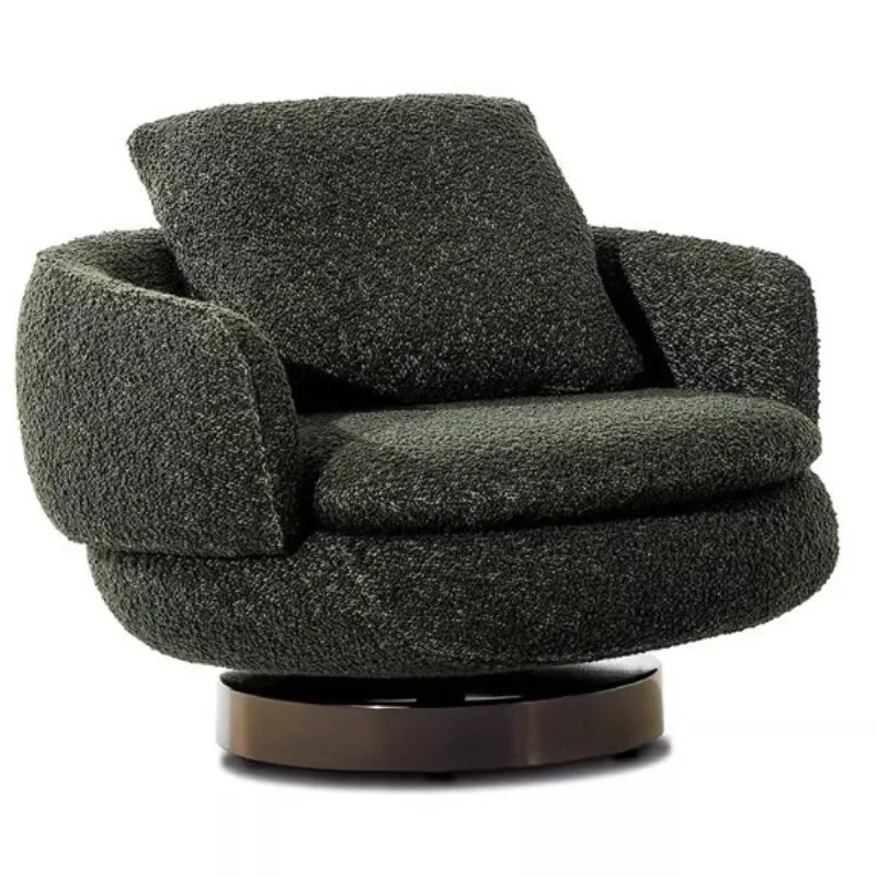 Italian minimalist stainless steel rotatable leisure sofa chair villa luxury light luxury designer single sofa