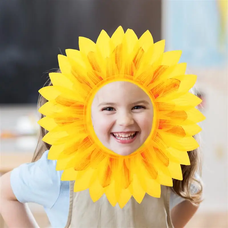 3 pezzi copricapo di girasole di Halloween panno di seta fascia di girasole cappello di copricapo di girasole per bambini puntelli di costumi per spettacoli teatrali