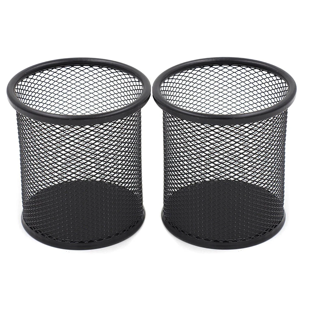 4 Stück runder Draht-Bleistifthalter, robuster Metallbecher für Scheren, Lineale, Desktop-Organizer, Heimbüro, Verwendung, schwarzer Bleistifthalter