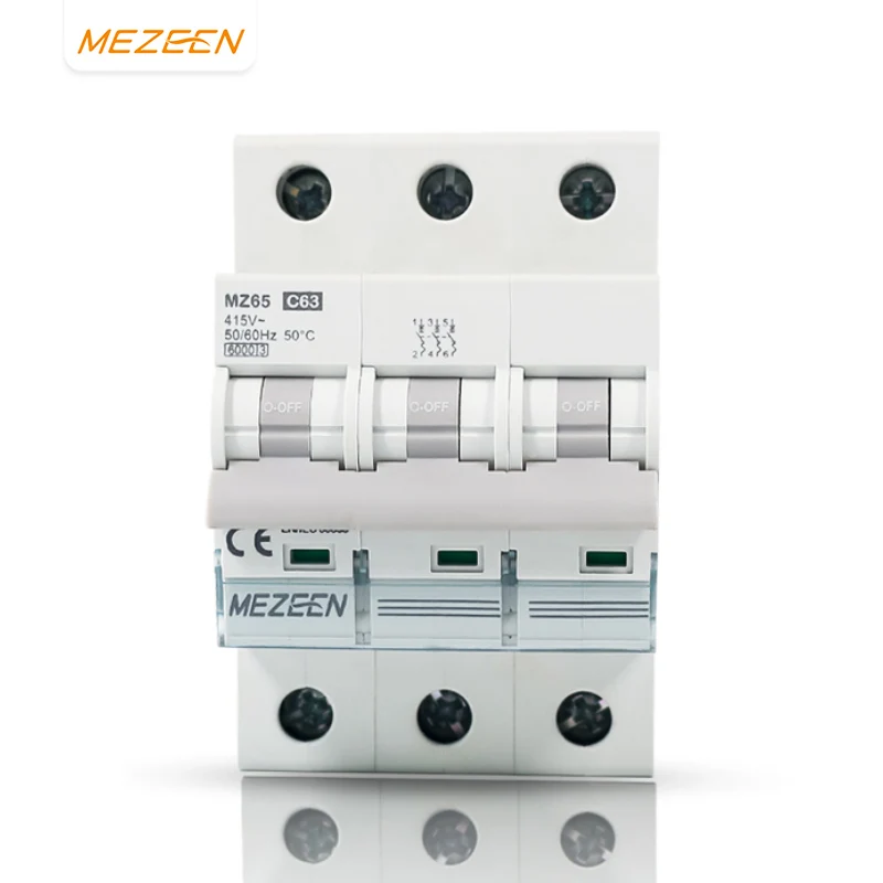 Improved Wiring Design Curve C 400V 6kA 10kA C65 Type 3 Pole 16 20 25 32 40 63 Amps Miniature Circuit Breaker MCB