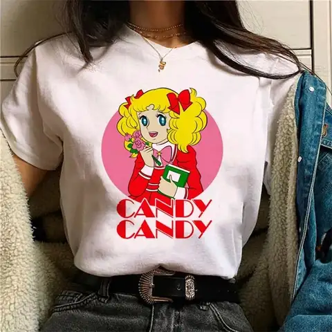 Candy Cartoon Print Streetwear T-shirt Harajuku Clothes Fashion Girls T Shirt Short Sleeve Summer Tee Casual Female O-Neck Top