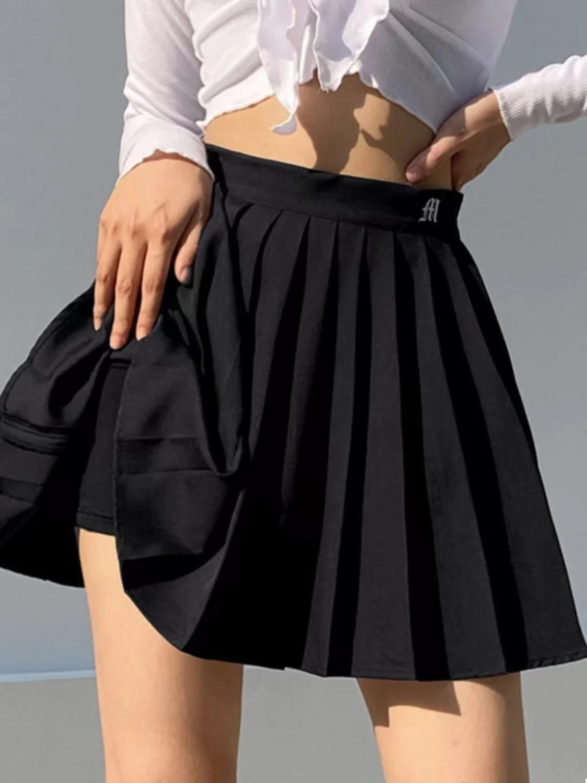

Anti Glare High Waist Slim Fit Skirt Street Sle Sport Casual Pure Color Zipper Design Polyester Fabric Midi Skirt