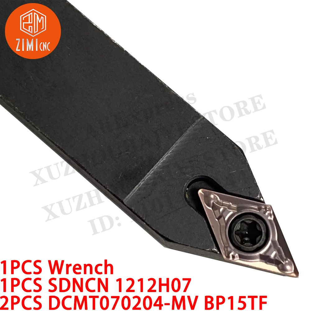 1PCS SDNCN 1212H07 turning tool holder + 2PCS DCMT070204-MV BP205 Carbide Inserts CNC tools metal lathe mechanical cutting tools