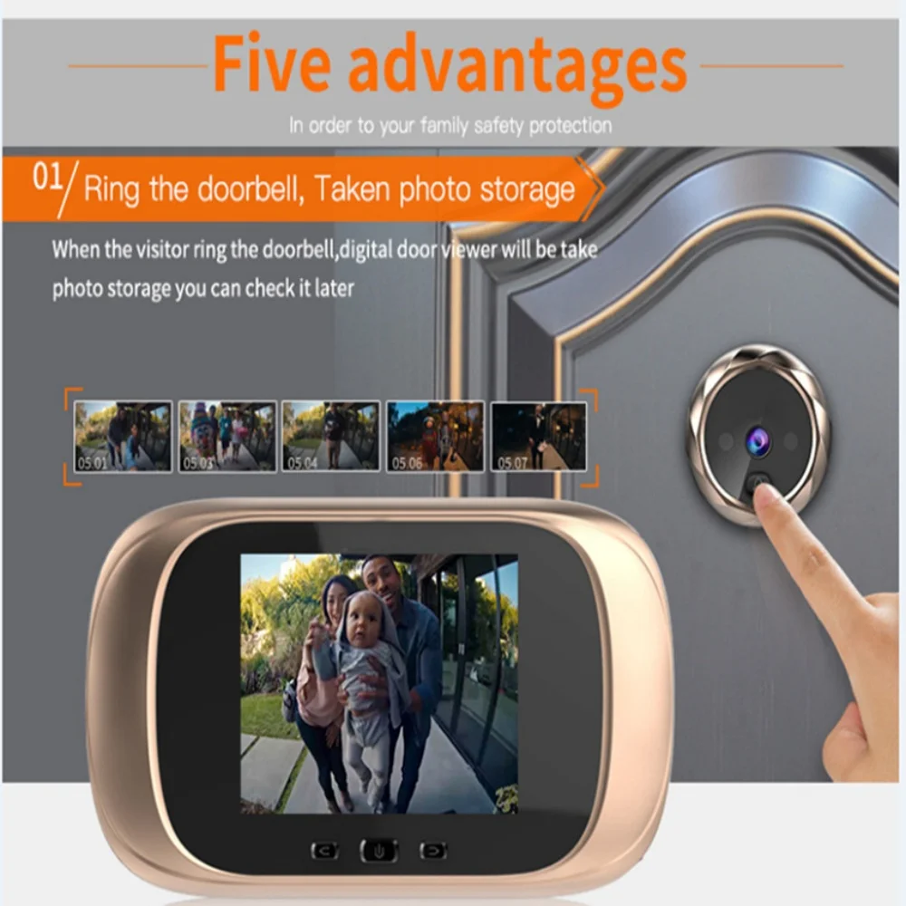 2.8 inch Digital Door Viewer Peephole Door Camera Doorbell  Night Vision Photo Shooting Digital Door Monitoring for Home Securit