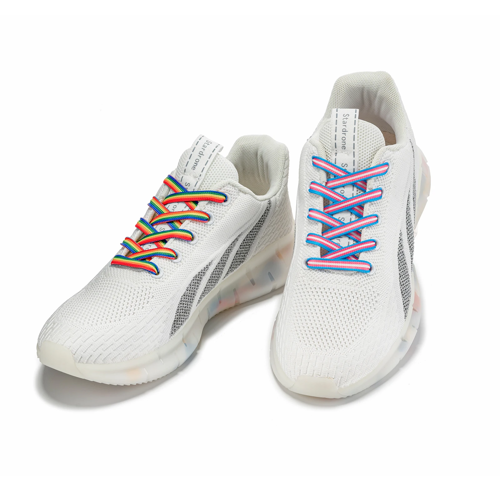 Rainbow Shoelace Gradient Color Low-Cut High Top Canvas Shoes Laces Rainbow Personalized Printing Charm Shoelaces Accessories