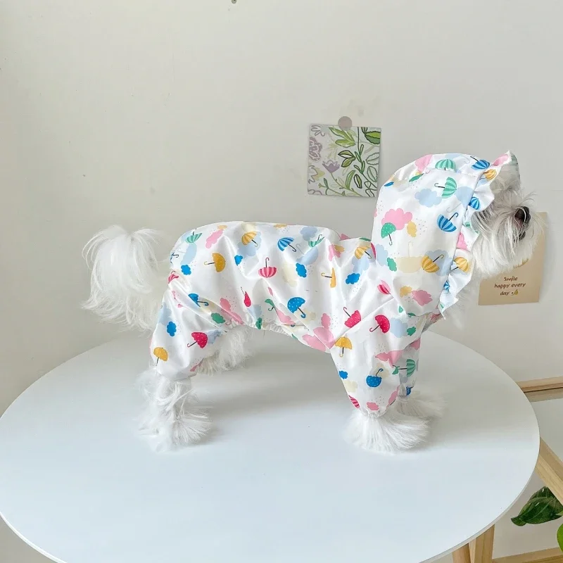 Chubasquero impermeable para mascotas, ropa de peluche con cuatro patas, poncho para perros pequeños, primavera y verano