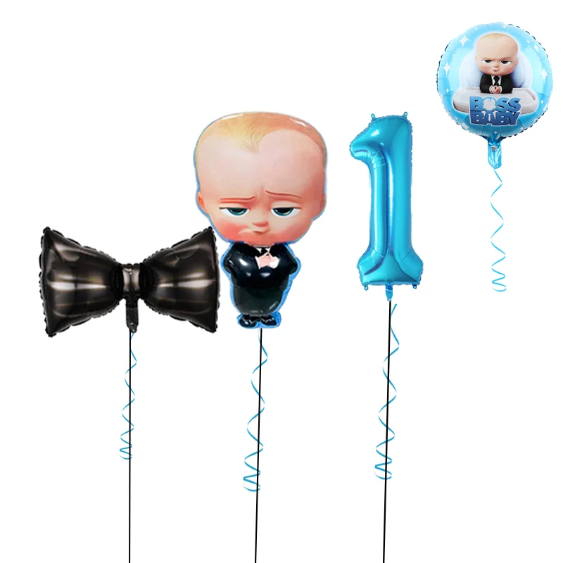 1 set di palloncini a tema Boss Baby con papillon nero Neonato Doccia Palloncino ad elio Compleanno Genere Rivela Decorazione del partito