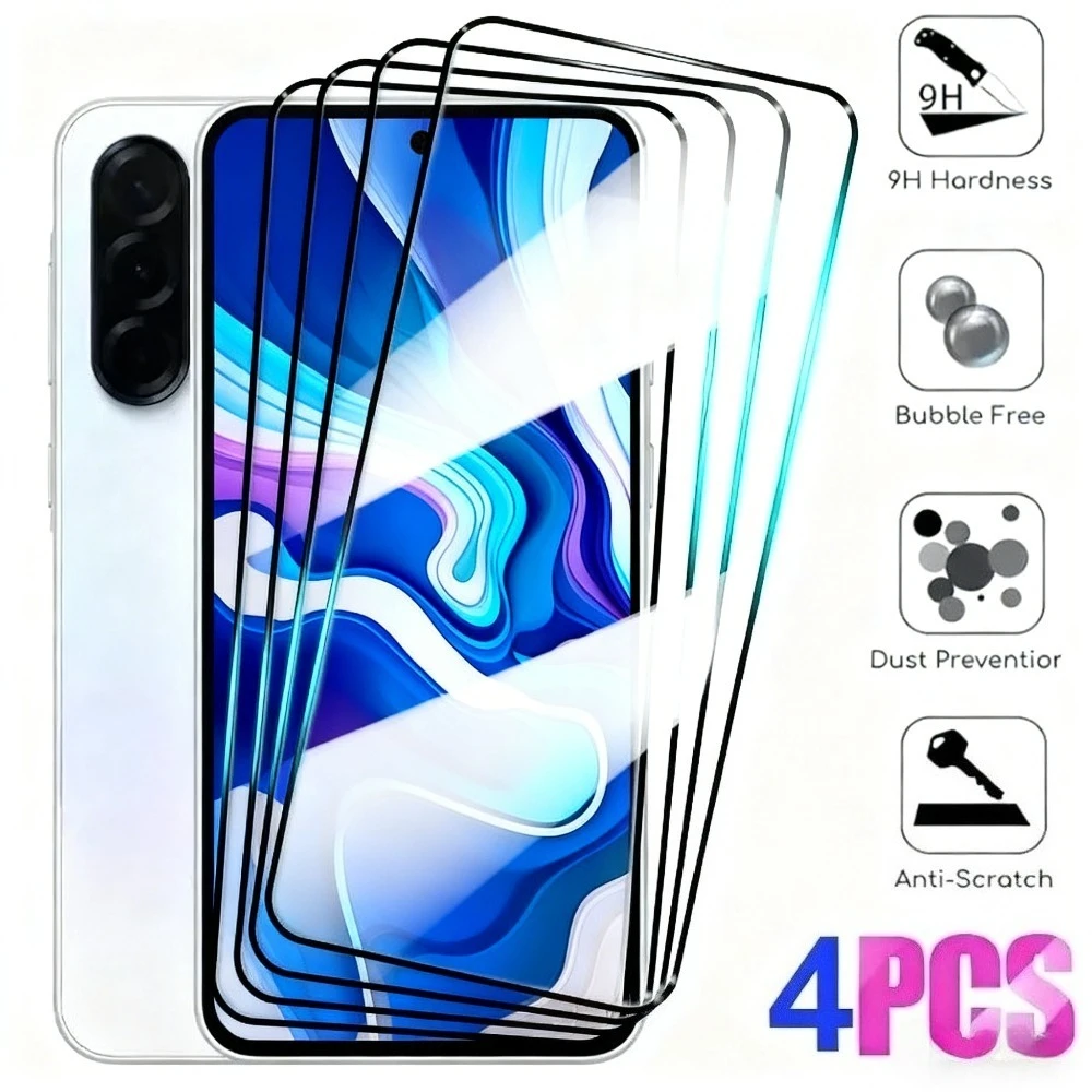 4Pcs Ultra Clear Screen Protector for Samsung Galaxy A07 A15 A25 A36 A55 A56 Tempered Glass for Samsung A16 A26 A35 A41 A53 A73
