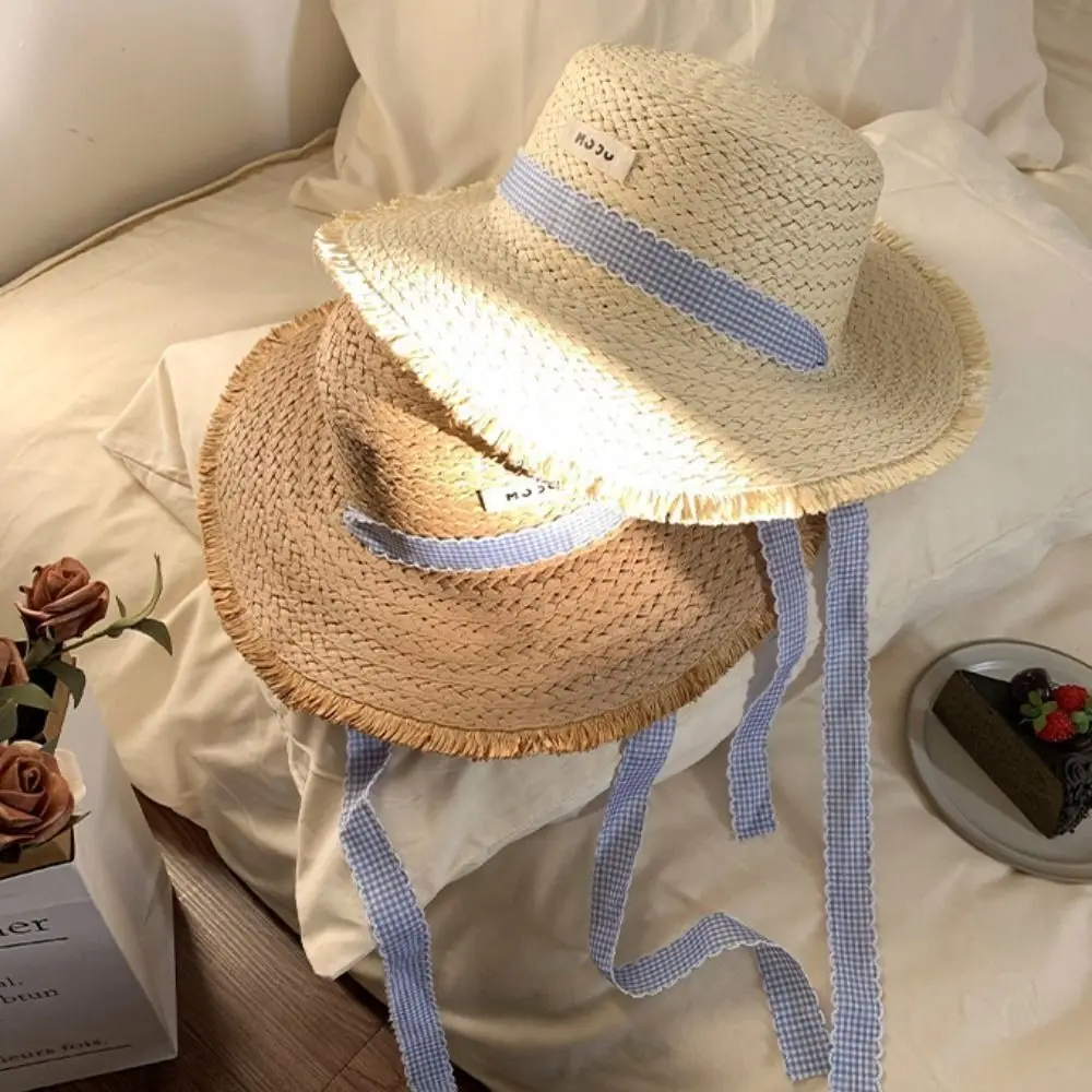 

Polyester Sun Hat New French Large Brim Travel Seaside Hat Letter Sunscreen Bucket Hat