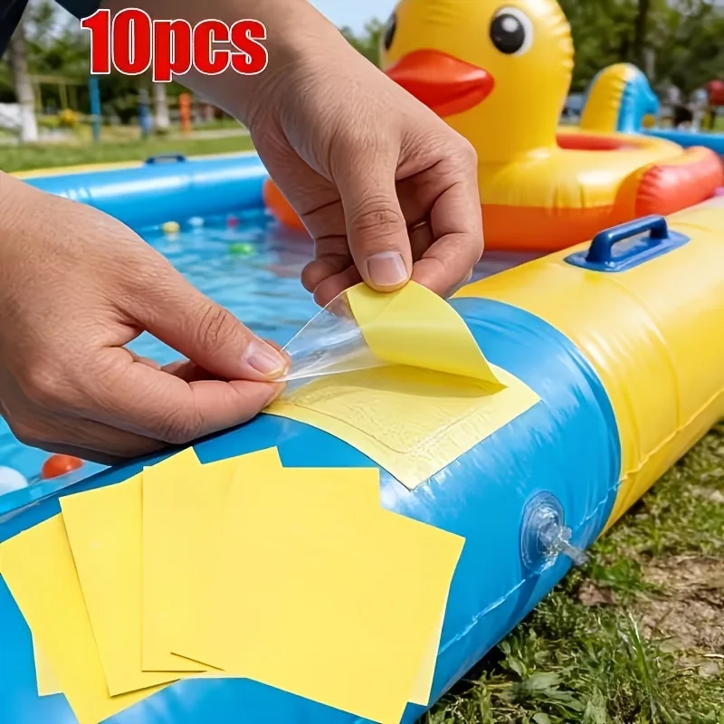 10pcs Waterproof Repair Patches Kit for Inflatable Product Swimming Ring Tent Air Bed Sleeping Bag Round Transparent Reflective
