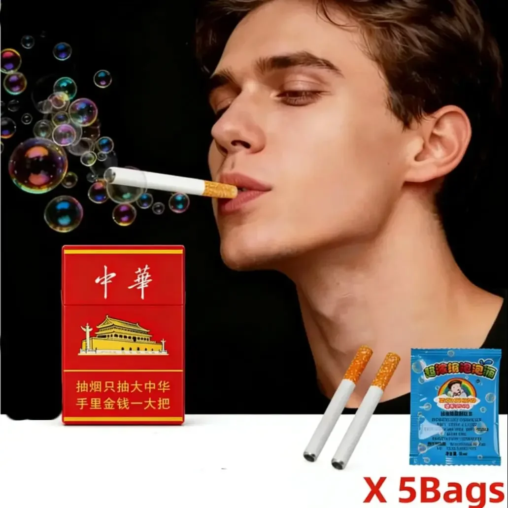 2026 Photo Prop Gng Device  1 Smoking case 2 pipes 5 bubble water Funny Cigarette Bubble Machine Box Toy Outdoor view 3