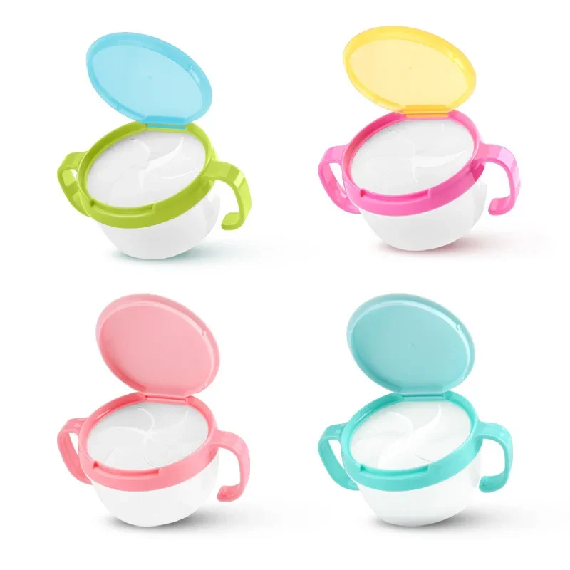 Baby Kids Plastic Snack Catcher Double Handle Snack Cup Jar Bowl Spill-Proof Biscuits Container Box Snacks Storage Box Dishes