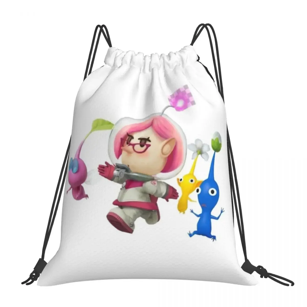 

Рюкзаки Pikmin с персонажами, повседневные Портативные Сумки на шнурке, сумка с карманами на шнурке для обуви, сумка для книг для мужчин, женщин, студентов