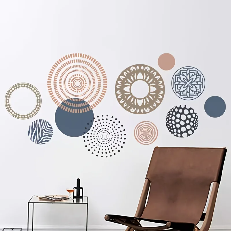 1pc Bohemian Geometric Circle Themed Wall Decals, suitable for decorating living rooms, bedrooms, studies and homestays