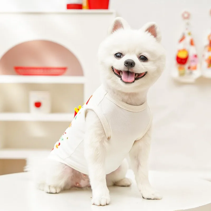 

Teddy Fries Vest Ice Pet Dog Clothes Cat Supplies Summer Breathable T-Shirt Maltese Short Sleeve Dog Products