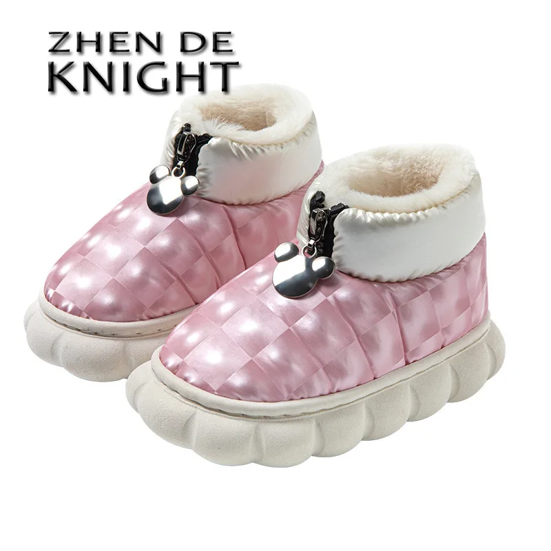 

2023 New Kids Fashion Girls Slippers Waterproof Winter Casual Children Boys Short Boots Non-slip Parent-child Shoes