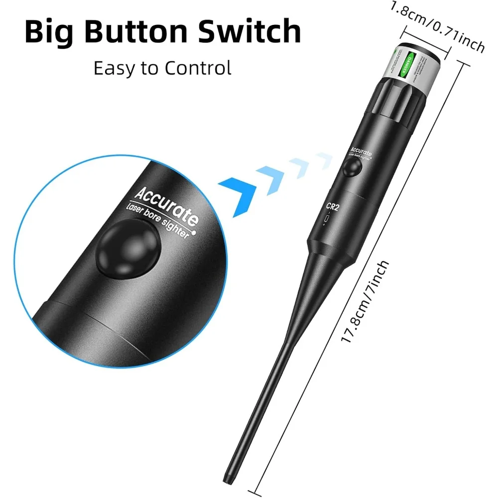 مجموعة أدوات Bore Sight EZshoot باللون الأخضر اللامع أو النقطة الحمراء مع مفتاح زر كبير لعيار.17 إلى 12GA (32 قطعة)