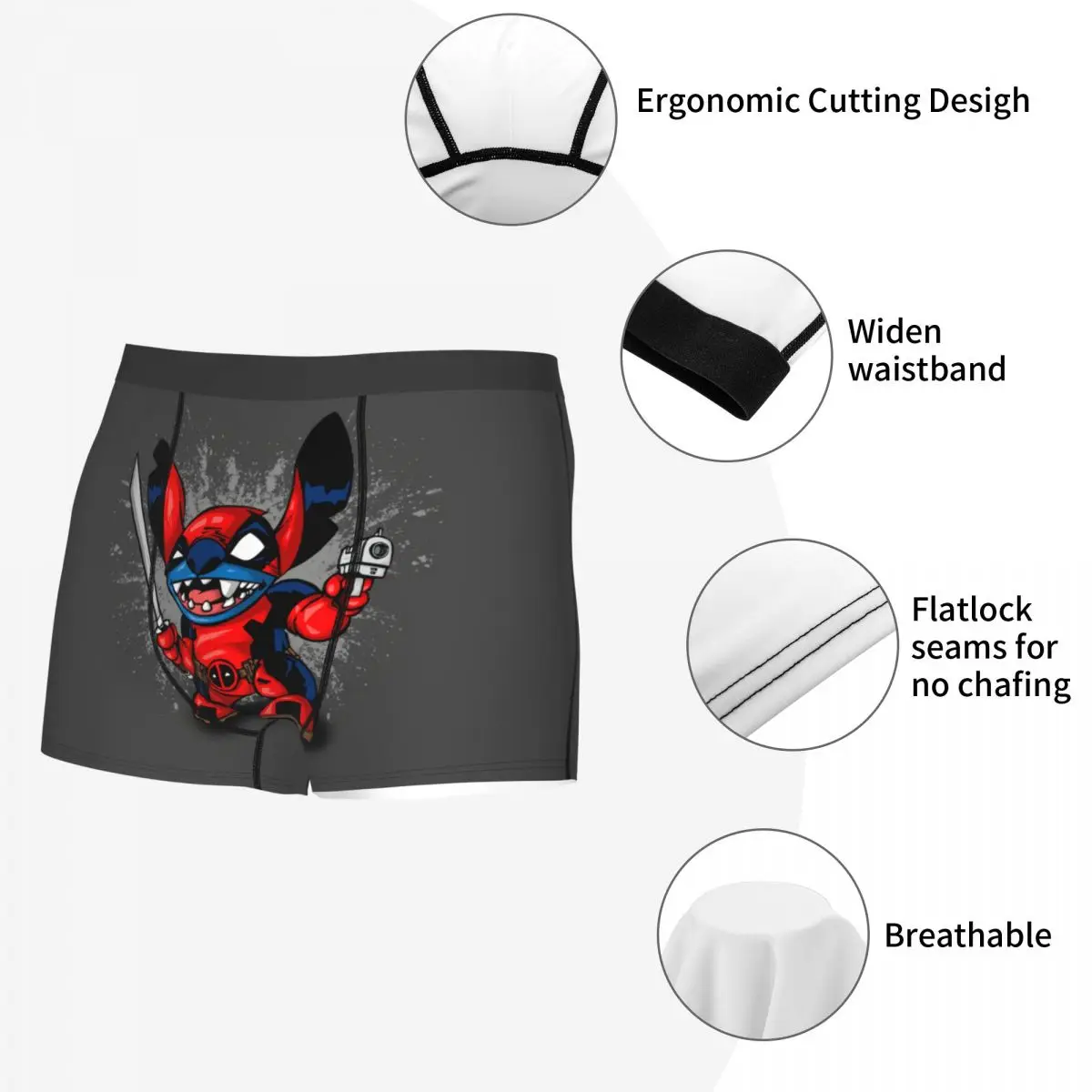 Custom Funny Many Superhero Comics Deadpool Underwear Male Printed Stitchpool Boxer Shorts Panties Briefs Soft Underpants