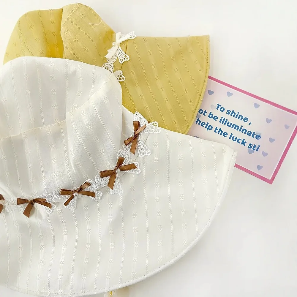 Spring and Summer Version of Sweet and Fresh Pearl Bow Fisherman Hat for Women All-match Small Sunshade Sun Protection Basin Hat