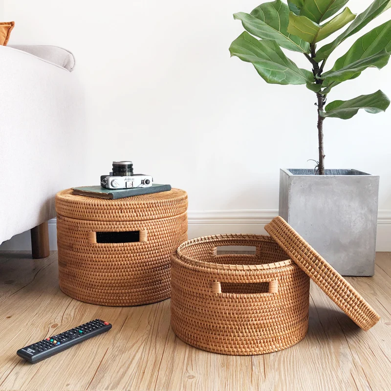 The product can be customized.Rattan storage box, organizing basket, tabletop, coffee table, clothing, toys, snacks