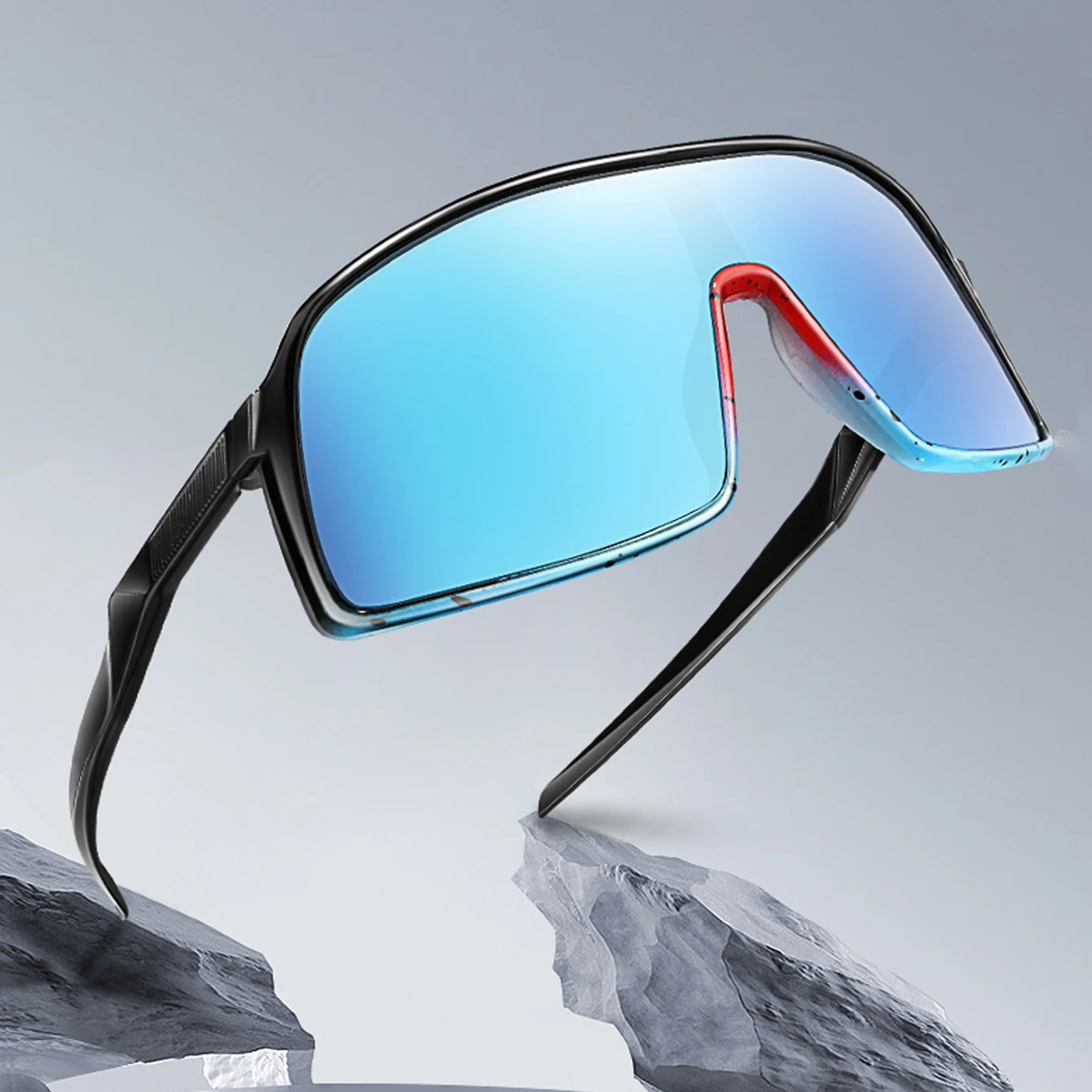Übergroße Winddichte Outdoor-Sport-Polarisierte Sonnenbrille Neuer Stil für Männer und Frauen Radfahren Fahrrad Straße Camping Wandern Schutzbrille