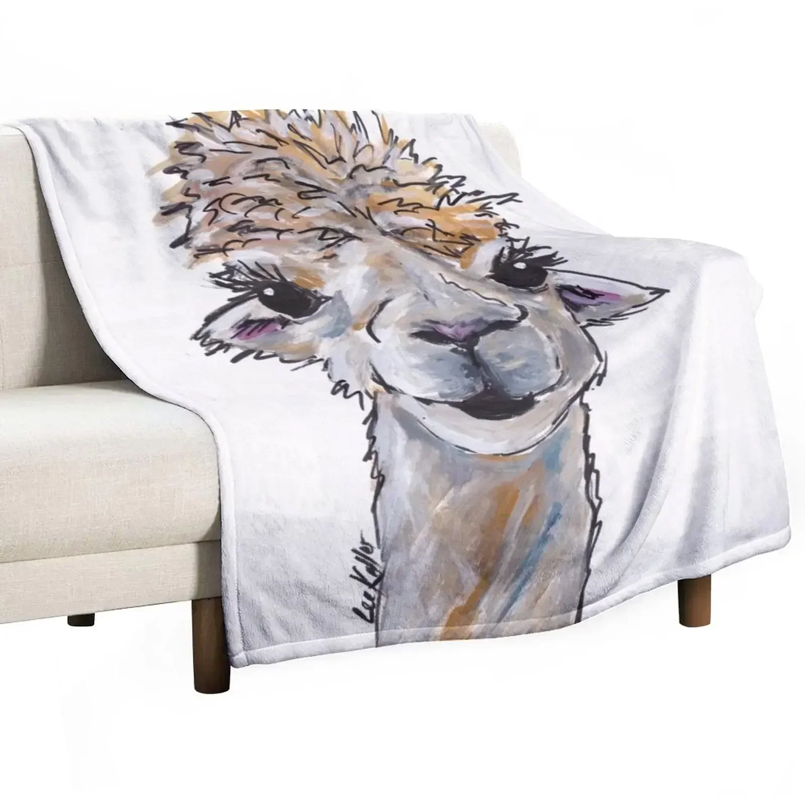 

Cute Alpaca Art, Angel Throw Blanket Flannels Soft Plaid Luxury Brand Shaggy Blankets