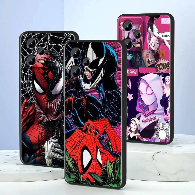 

Marvel Spider Man Gwen For Xiaomi Redmi Note 13 12R 12 12S Turbo 11 11T 11S 10 10S Pro Plus 5G Black Back Phone Case