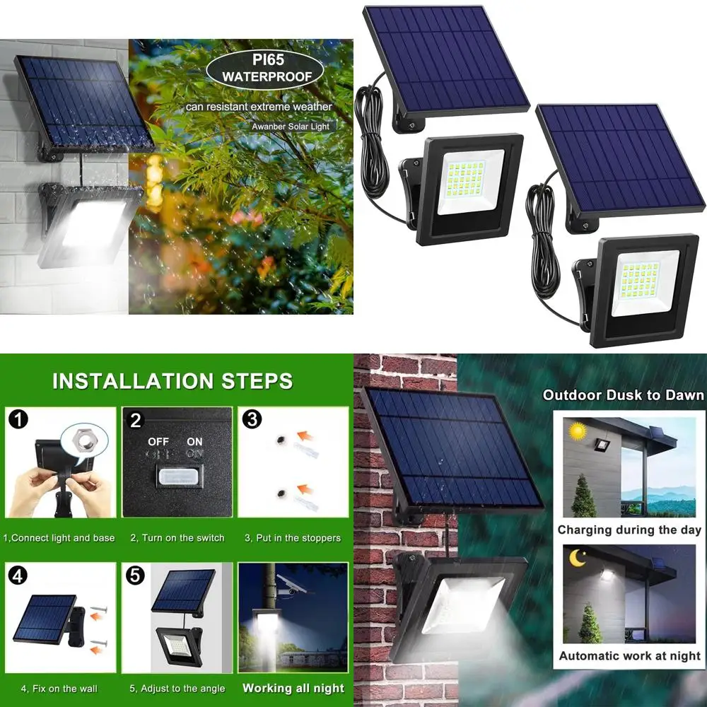 

Двойной комплект ярких уличных светильников для безопасности - водонепроницаемые IP65 для освещения от заката до рассвета