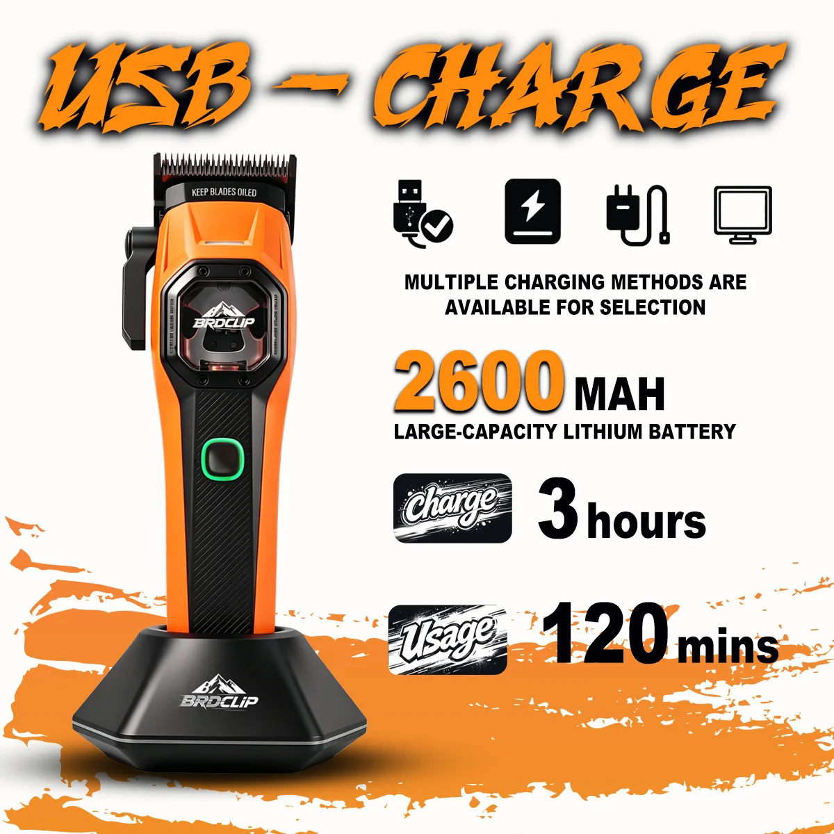 Professional Electric Hair Clipper Man for Hair Trimmer Barber Shop Salon Tools Oil Head Carving BRDCLIP Barber KIT 2601-02-03