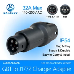 Kolanky GBT To Type1 Adapter 32A 7.2kw GB/T Female Plug with Type 1 Female Converter J1772 Electric Car For Ford Chevrolet
