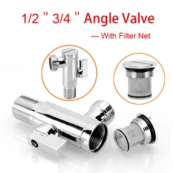 Copper Angle Valve With Filter Net 1/2 3/4 Interface Triangle Valve For Kitchen Bathroom Toilet Water Inlet Valve Switch Fitting