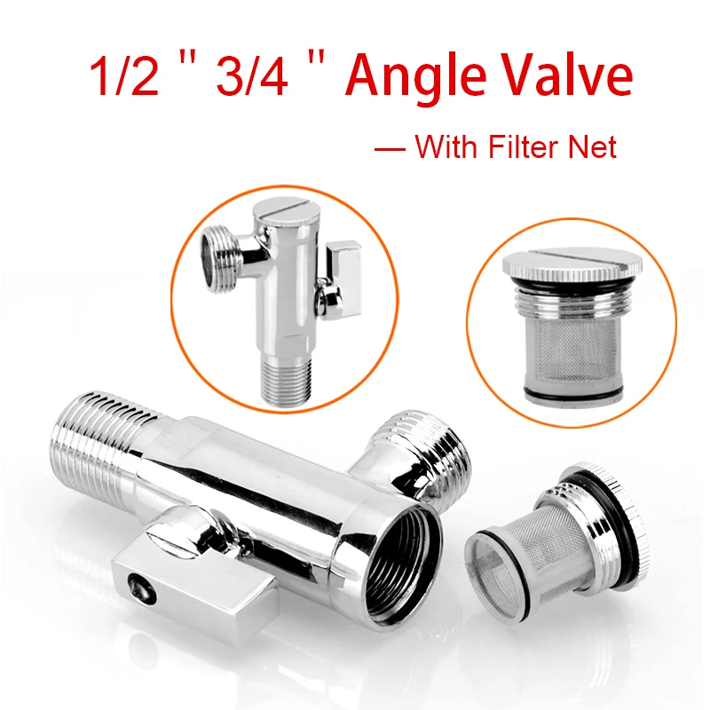 Copper Angle Valve With Filter Net 1/2＂3/4＂Interface Triangle Valve For Kitchen Bathroom Toilet Water Inlet Valve Switch Fitting