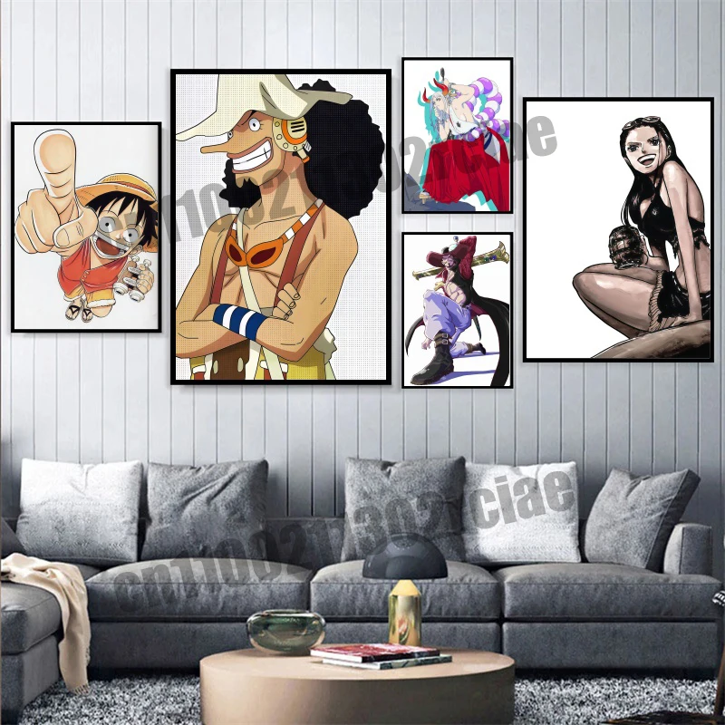 Japońskie Anime z Dzieciństwa One Piece Osobiste Super Fajne Obrazy Artystyczne Plakat na Płótnie Idealny do Dekoracji Sypialni Prezent