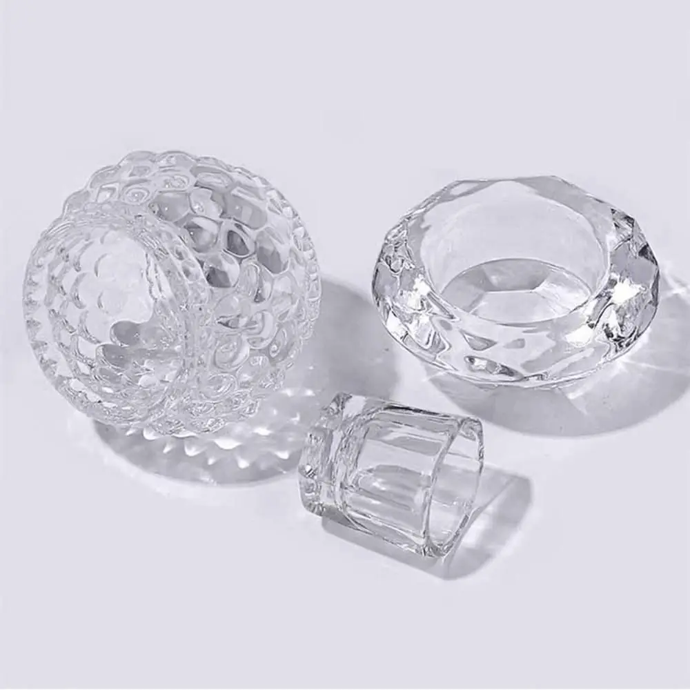 Glass Nail Cup Clear Nail Art Tools Transparent Nail Powder Holder Crystal Bowl Acrylic Liquid Container Women