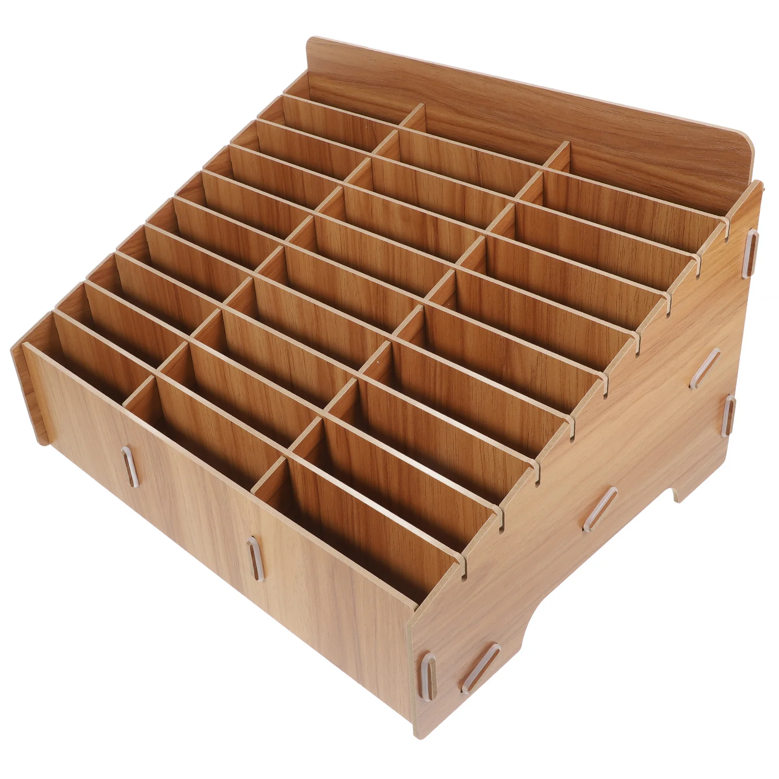 

1pc Wooden Storage Box 30 Grids Multi-Functional Cell Phone Rack Classroom Meeting Room Use Smooth Finish Sturdy Simple Elegant