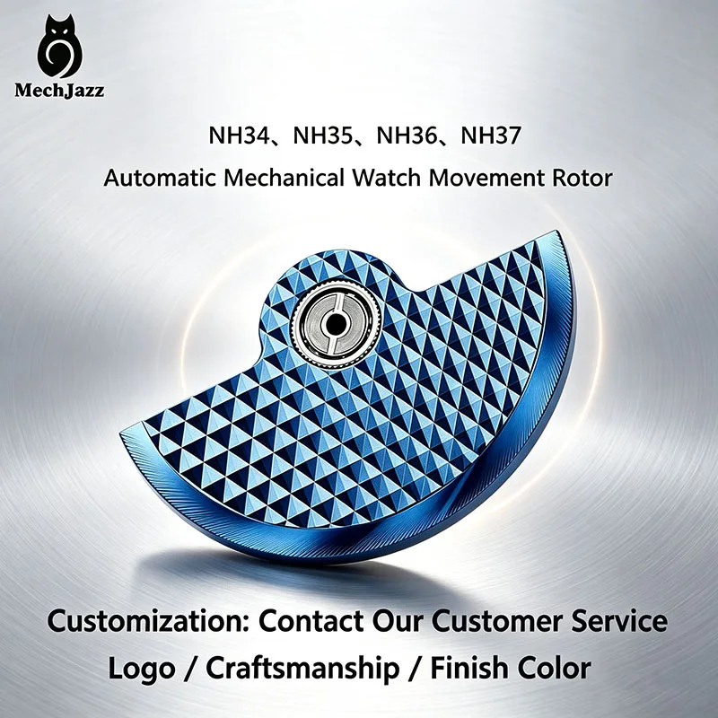 MechJazz Customizable Diamond-Cut Automatic Rotor Fits NH35 NH36 Movements,Replacement Oscillating Weight for Watch Modification