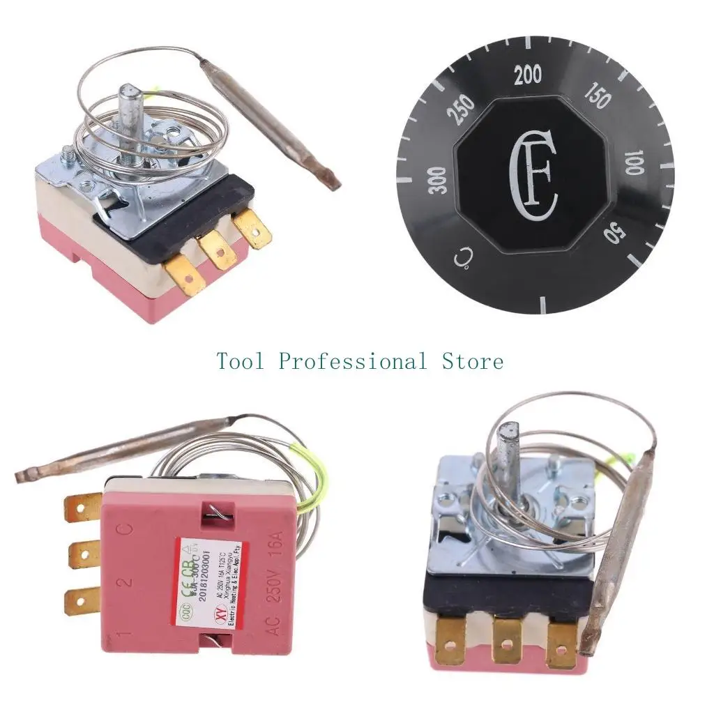 

57QF Thermostat Temperature Controller Three Pin Temperature Control Switch 50-300℃ Metal Plastics Ceramics Made Durable