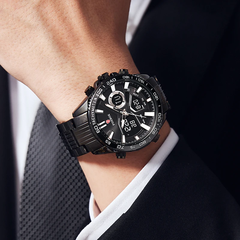 Luxury Brand FOXBOX nuovo orologio da polso da uomo orologi sportivi digitali militari per uomo cinturino in acciaio orologio al quarzo maschile Relogio Masculino