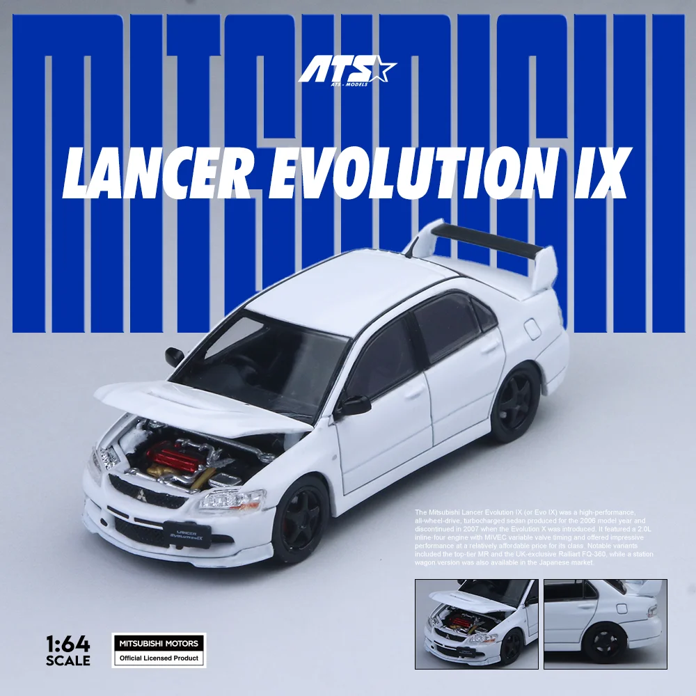 ATS 1:64 Lancer EVO Red and White Simulation Alloy Car Model For Hobby Collection Gift