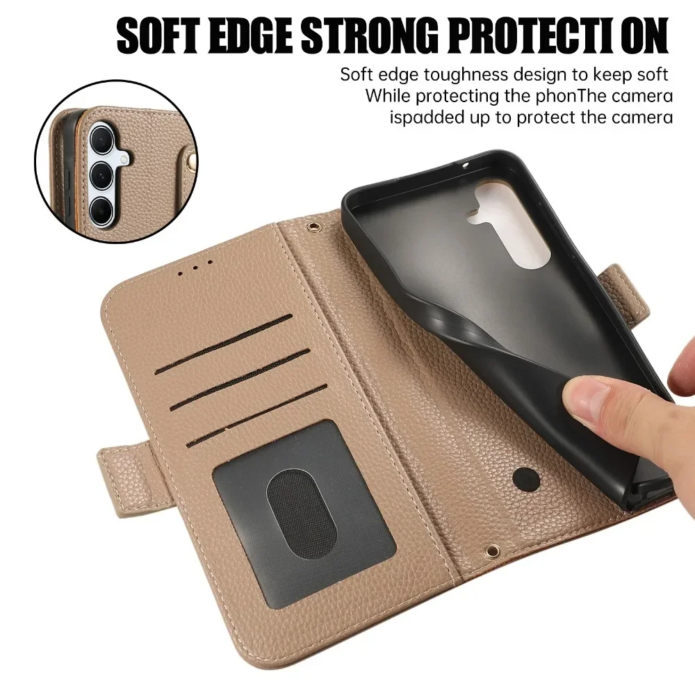 S25 Ultra Crossbody Wrist Strap Phone Case for Samsung Galaxy S24 S23 S22 Plus S21 FE A05S A55 A35 A15 Wallet with Card Holder