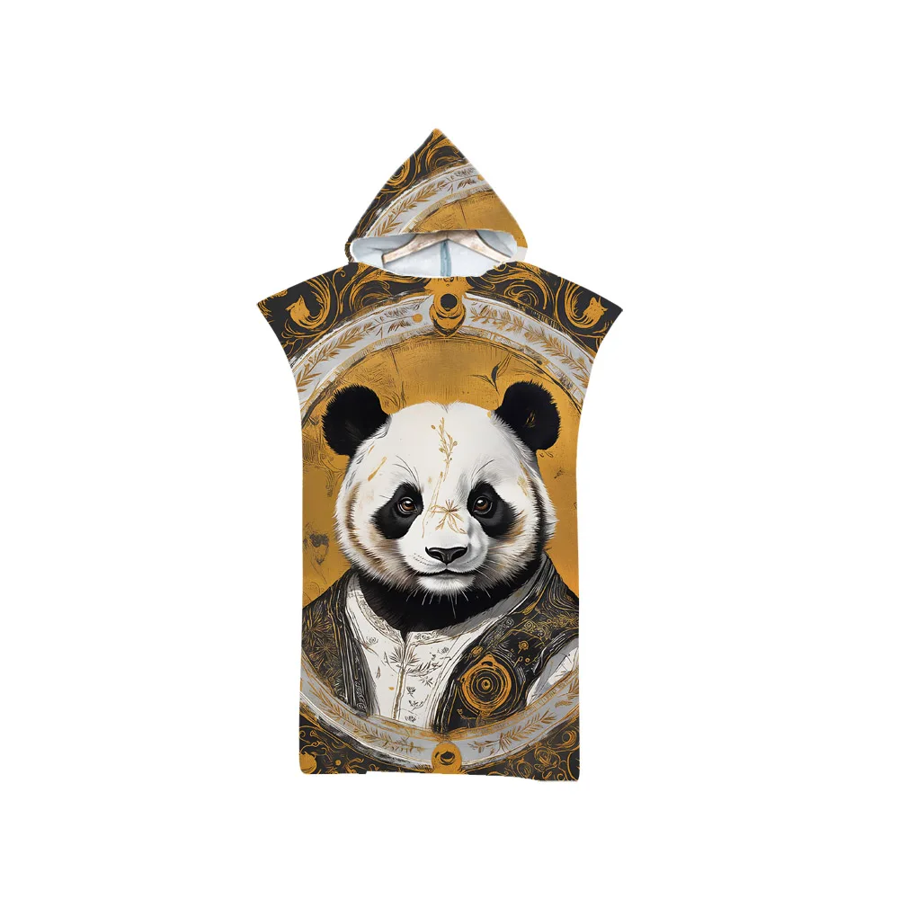 

Unisex Retro Cool Panda Hooded Towel, Poncho for Adult Kids,Swim Club,Surf,Beach Changing Robe,Wholesale, Drop Shipping Gift