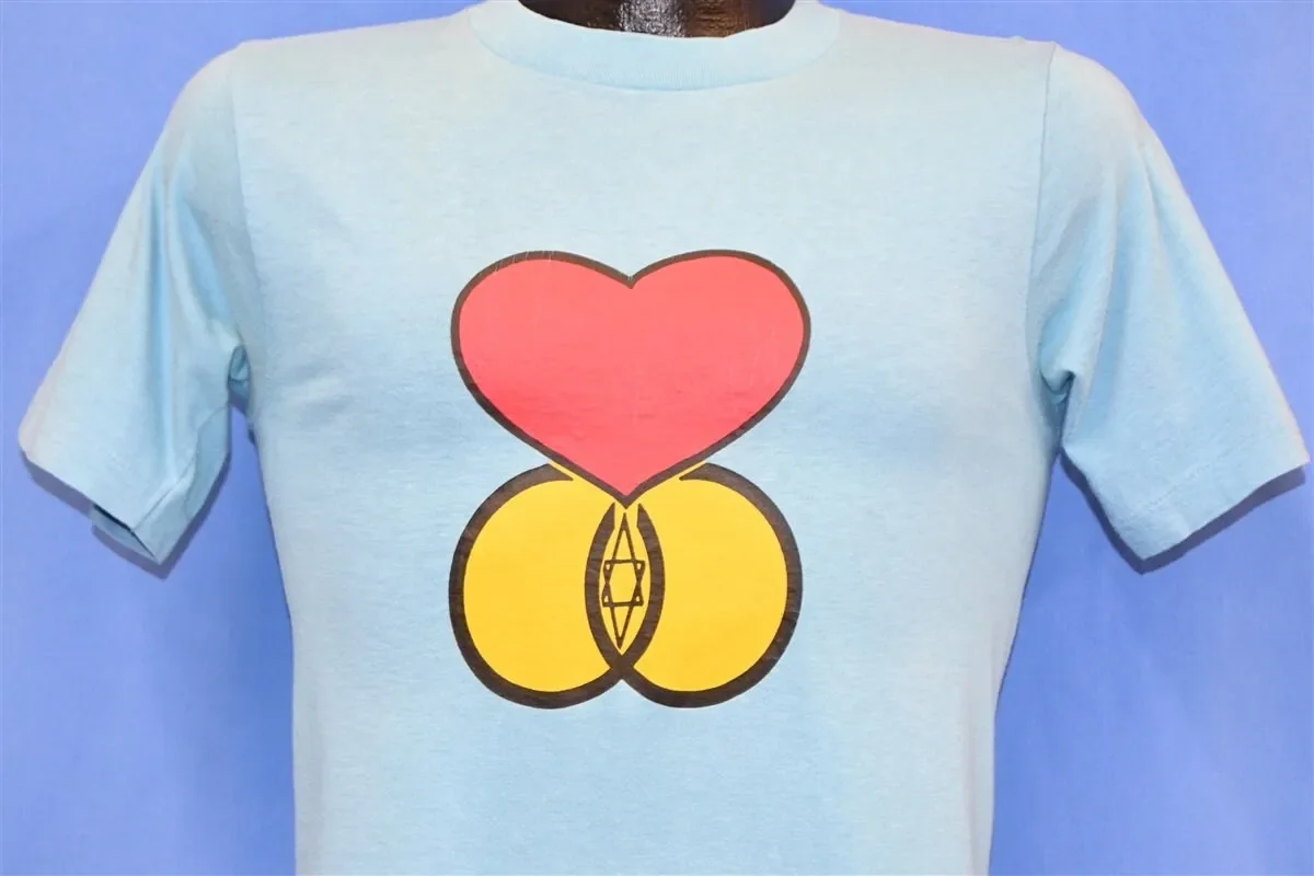 70s Geri Loves Gary Iron On Heart Wedding Engagement Rings Fuzzy Letters T Shirt Small