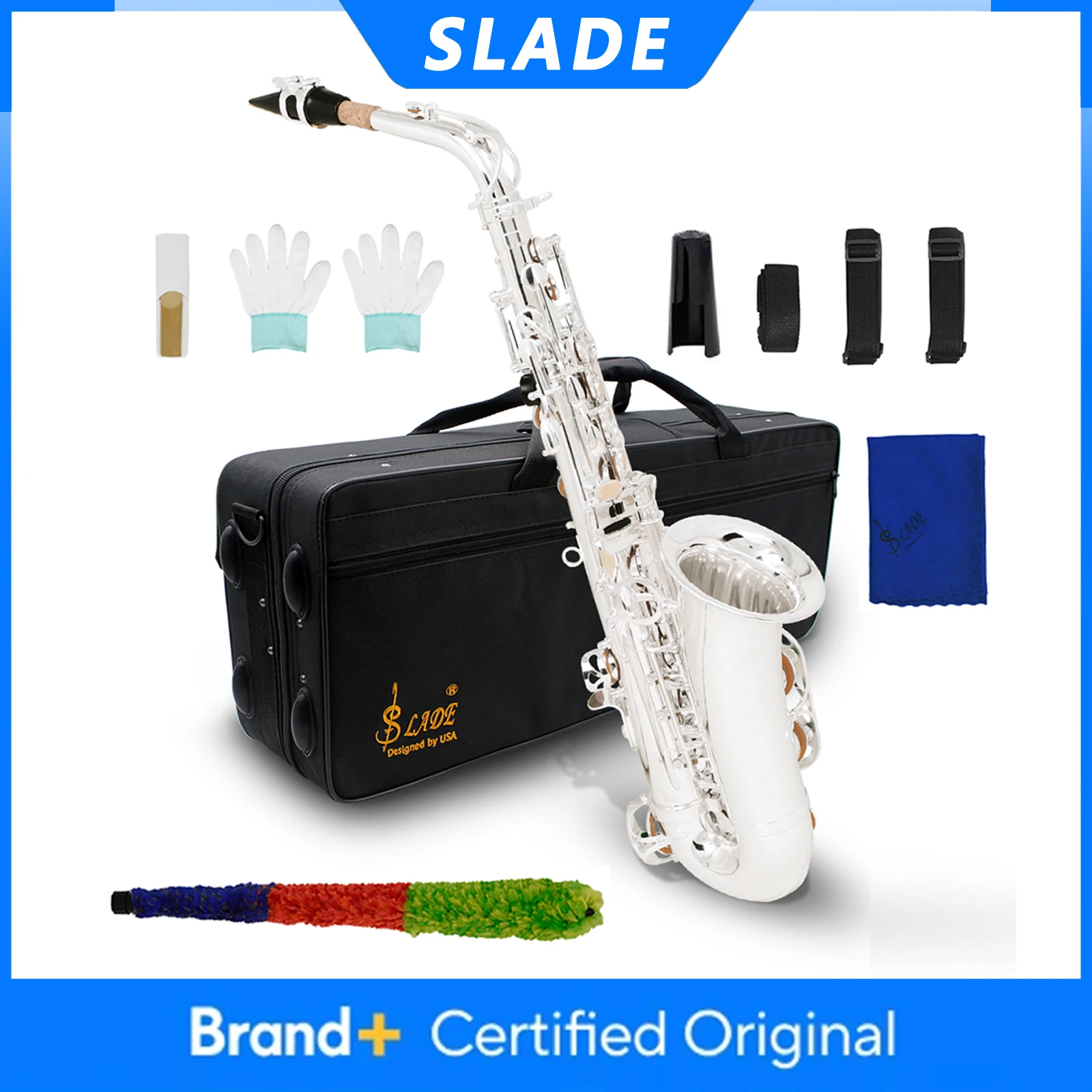 SLADE ألتو ساكسفون نحاس مطلي بالفضة Eb E شقة ساكس أداة النفخ الخشبية المهنية مع علبة الساكسفون القصب الملحقات #1
