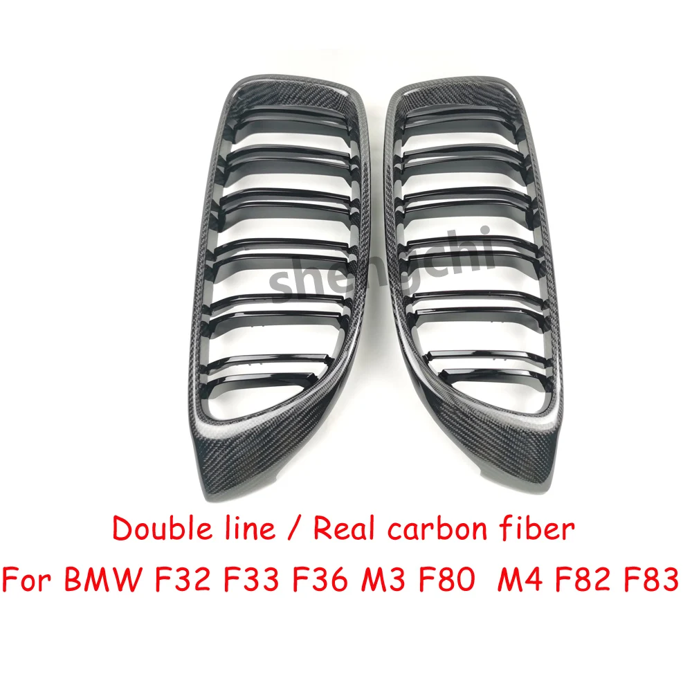 M3 F80 M4 F82 F83 F32 F33 F36 Double line Real Carbon Fiber Front Bumper Grill for BMW 4 Series 418i 420i 428i 430i 435i 440i