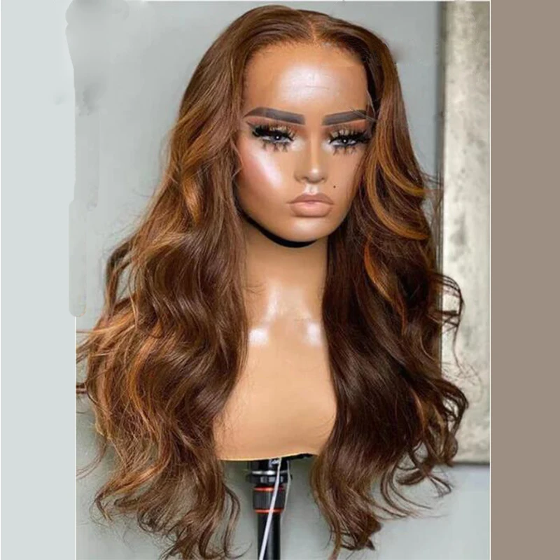 

Soft 26“Long Glueless Ombre Blonde Natural Body Wave 23A Grade Full Lace Wig For Black Women BabyHair European Human Hair Jewish