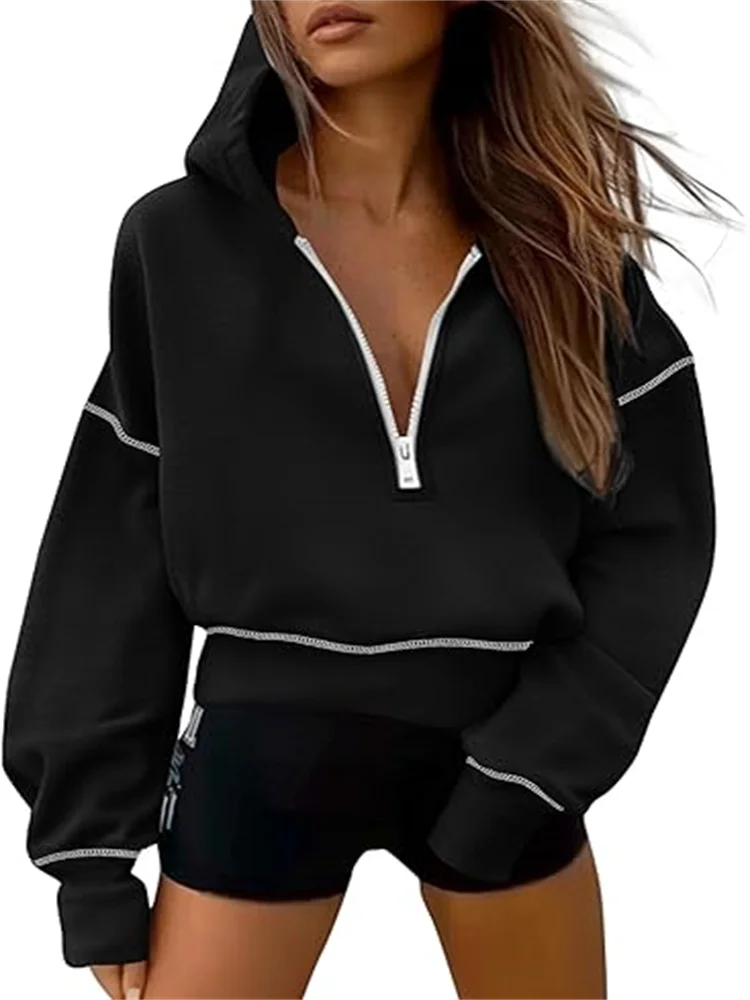 

Autumn Thin Style Hoodie Women's Casual Sweatshirt Coat Zipper Hooded Sweatshirts Jacket Coat Solid Color Long Sleeve CYXX212