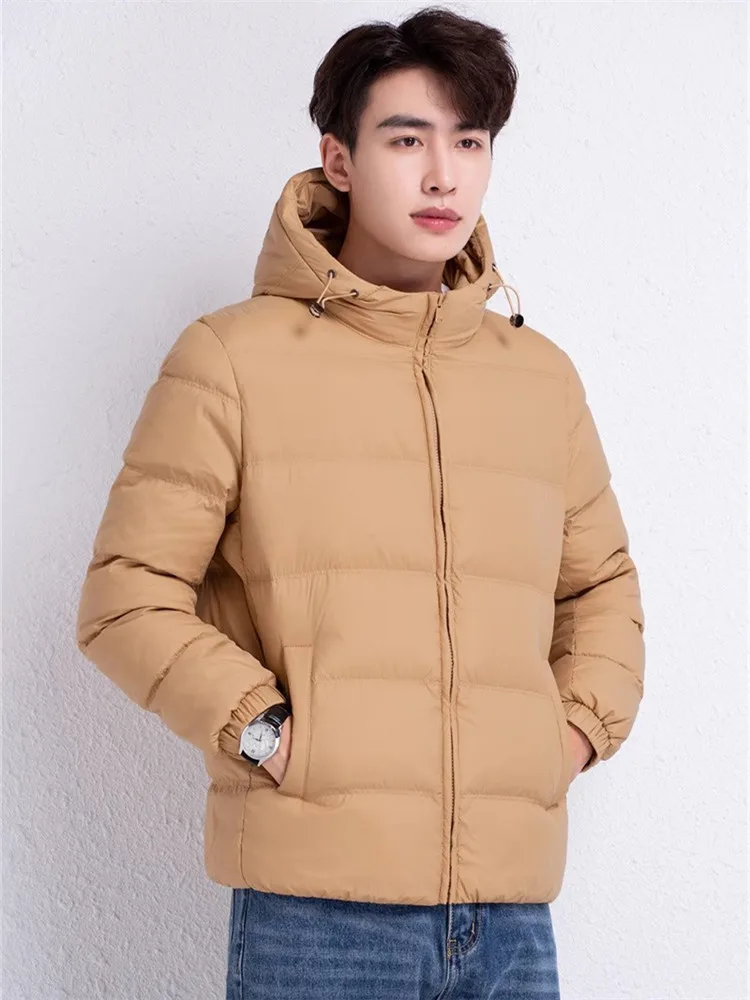 Winter New Arrivals Men's Ultra Light Down Jacket 2024 Korean Hooded Fashion Short Thicken Keep Warm Slim Men Puffer Coats