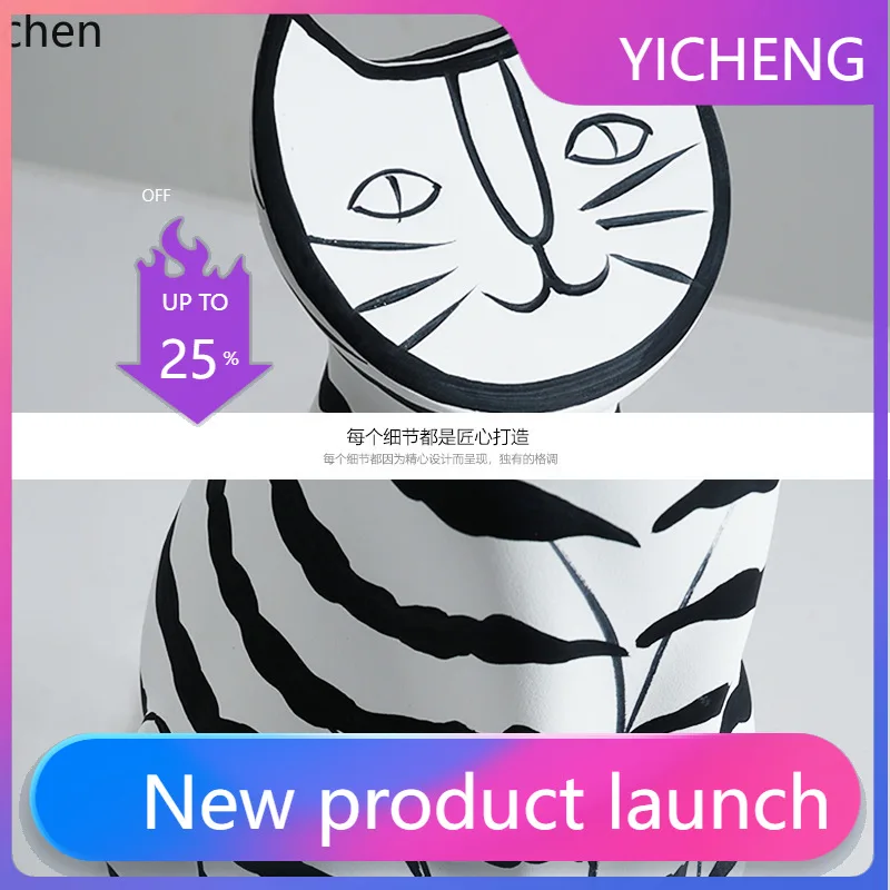 

LYY Resin Craft Small Cat Ornament Model Room Living Room TV Cabinet Entrance Decoration Cute Animal Display