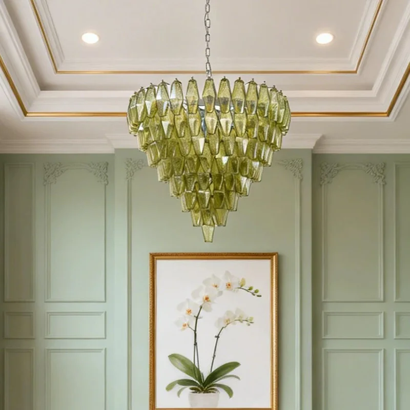 

2026 Black Chandelier, Murano Wishing Bottle Glass Shade Lustre, Dimmable Pendant Lamp for Villa, Stylish Light for Ceilings